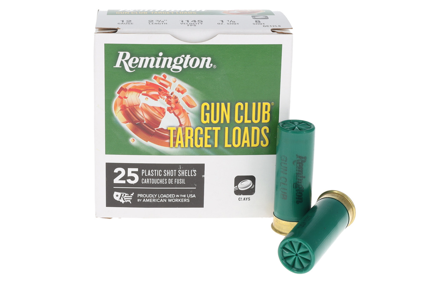 REMINGTON 12 Gauge 2-3/4 Inch 1-1/8 oz 8 Shot Gun Club Target Loads 25/Box